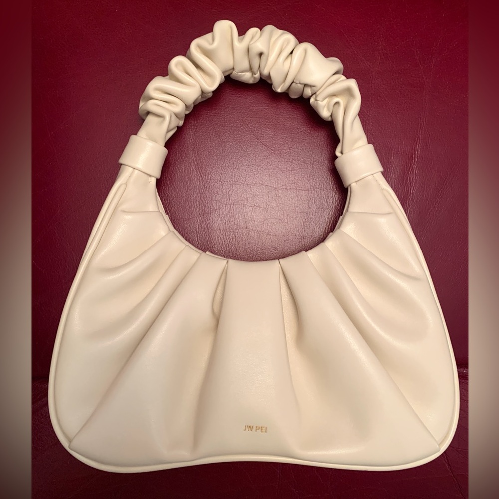 JW PEI Gabbi Ruched Cream Handbag